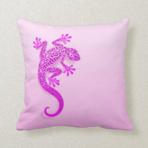 Climbing Pink Gecko Cushion