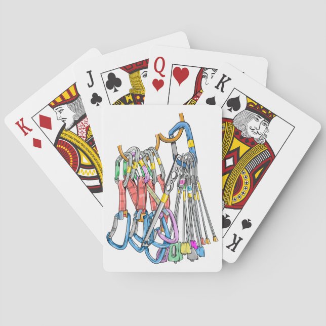 Climbing rack or quickdraws and wires playing cards (Back)