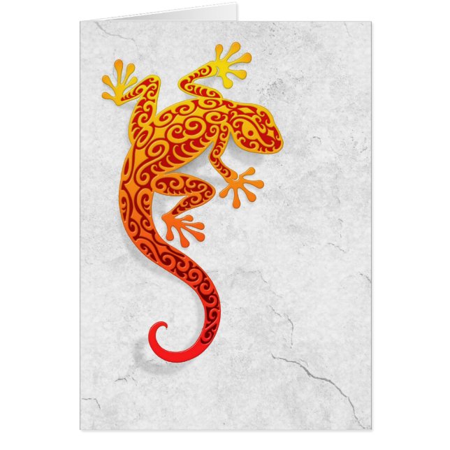 Climbing Red Gecko on a White Wall (Front)