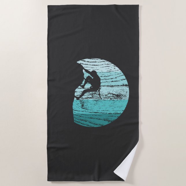 Climbing Retro  Beach Towel (Front)