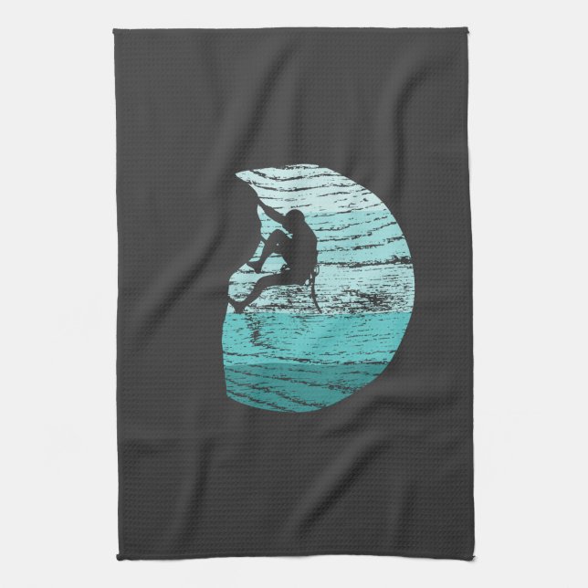 Climbing Retro  Tea Towel (Vertical)