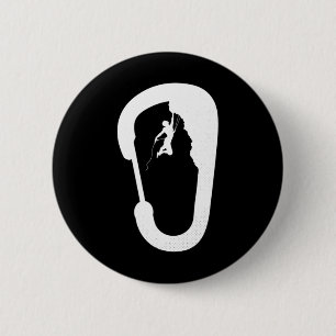 Climbing Rock Mountain Climber Carabiner Boulderin 6 Cm Round Badge
