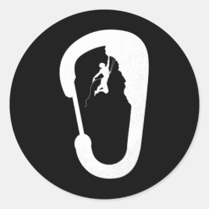 Climbing Rock Mountain Climber Carabiner Boulderin Classic Round Sticker
