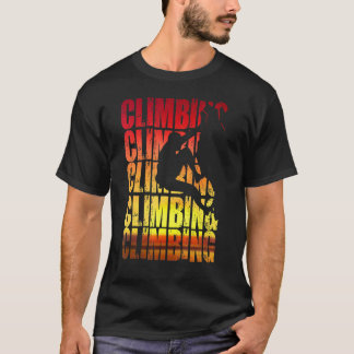 Climbing Rock Sunset Climber Bouldering Mountains  T-Shirt