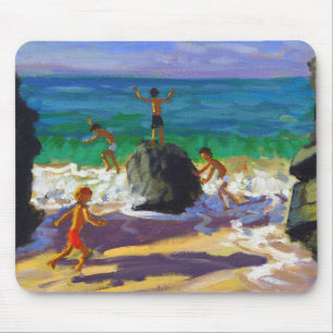 climbing rocks Porthmeor beach St Ives 2013 Mouse Mat