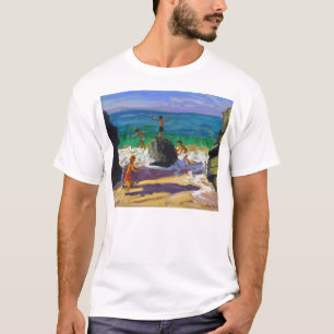 climbing rocks Porthmeor beach St Ives 2013 T-Shirt