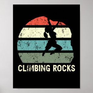 Climbing Rocks Retro Rock Climb Vintage Poster