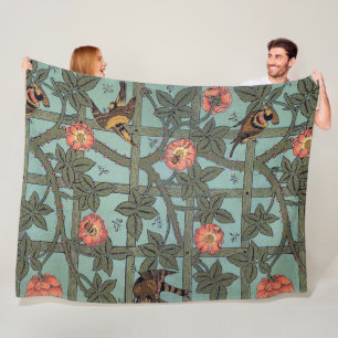 Climbing Rose & Small Bird, William Morris Fleece Blanket