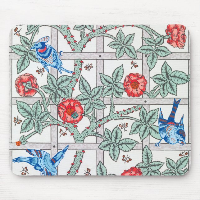 Climbing Rose & Small Bird, William Morris Mouse Mat (Front)
