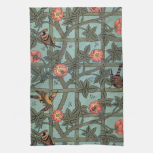 Climbing Rose & Small Bird, William Morris Tea Towel
