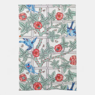 Climbing Rose & Small Bird, William Morris Tea Towel