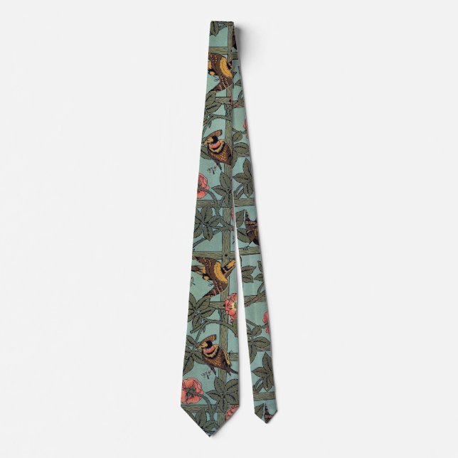 Climbing Rose & Small Bird, William Morris Tie (Front)