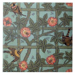 Climbing Rose & Small Bird, William Morris Tile