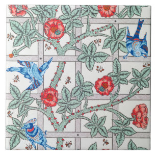 Climbing Rose & Small Bird, William Morris Tile