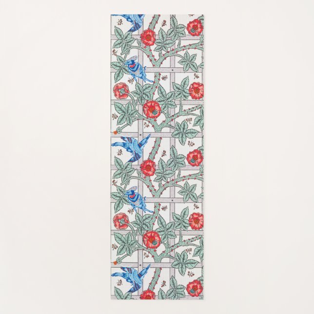 Climbing Rose & Small Bird, William Morris Yoga Mat (Front)