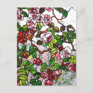 Climbing Roses - stained glass Postcard