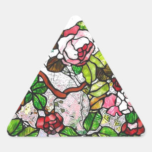 Climbing Roses - stained glass Triangle Sticker