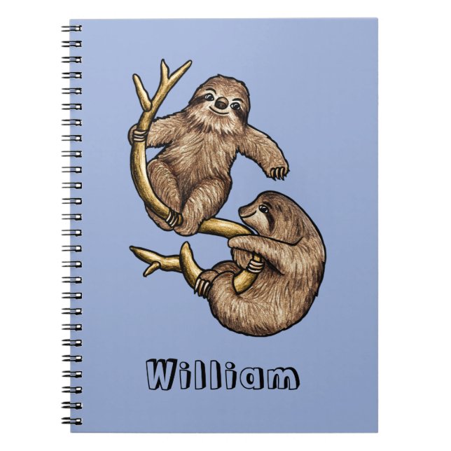 Climbing Sloth Personalised Notebook (Front)