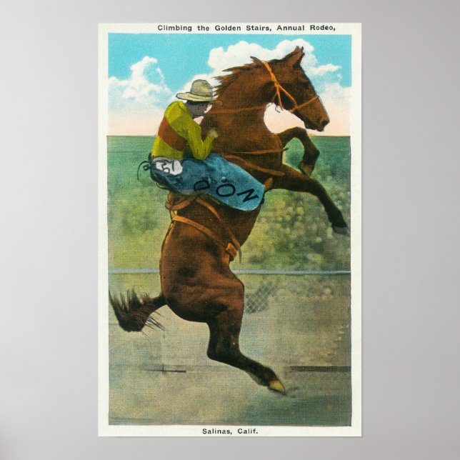 Climbing the Golden Stairs at the Annual Rodeo Poster (Front)