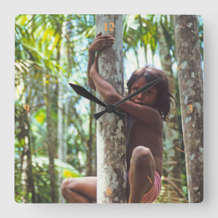 Climbing Trees. Square Wall Clock