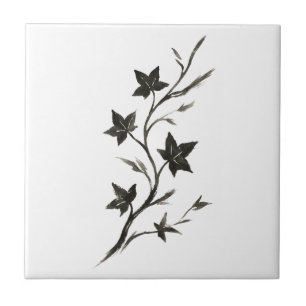 Climbing Vine – Minimalist Botanical Brush Art on Tile