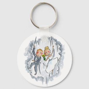 Climbing Wedding Couple Key Ring