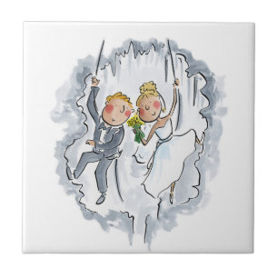 Climbing Wedding Couple Tile
