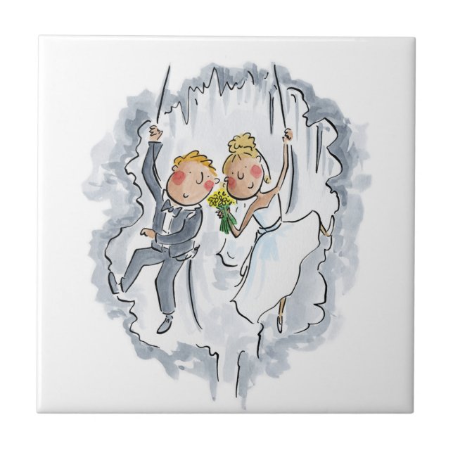 Climbing Wedding Couple Tile (Front)
