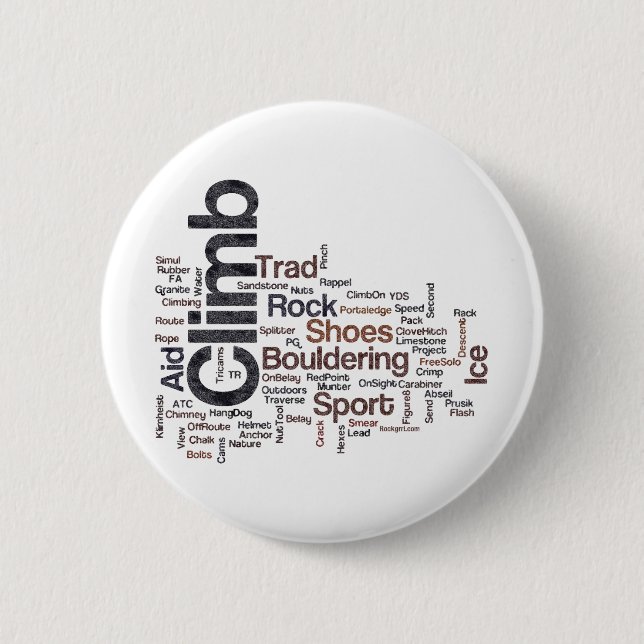 Climbing Words 6 Cm Round Badge (Front)