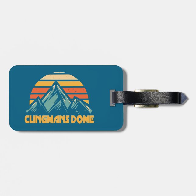 Clingmans Dome Retro Turquoise Luggage Tag (Back Horizontal)