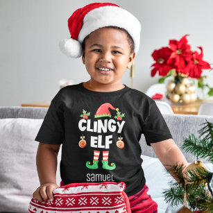 Clingy elf matching christmas family group name toddler T-Shirt