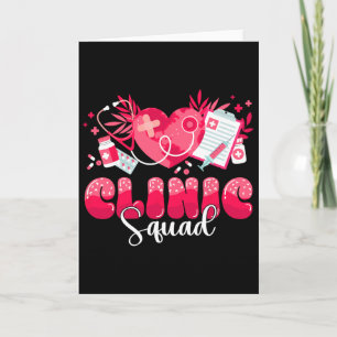 Clinic Squad Stethoscope Leopard Nurse Valentine's Card