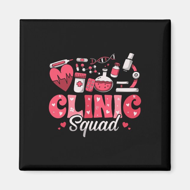 Clinic Squad Stethoscope Leopard Nurse Valentine's Magnet (Front)