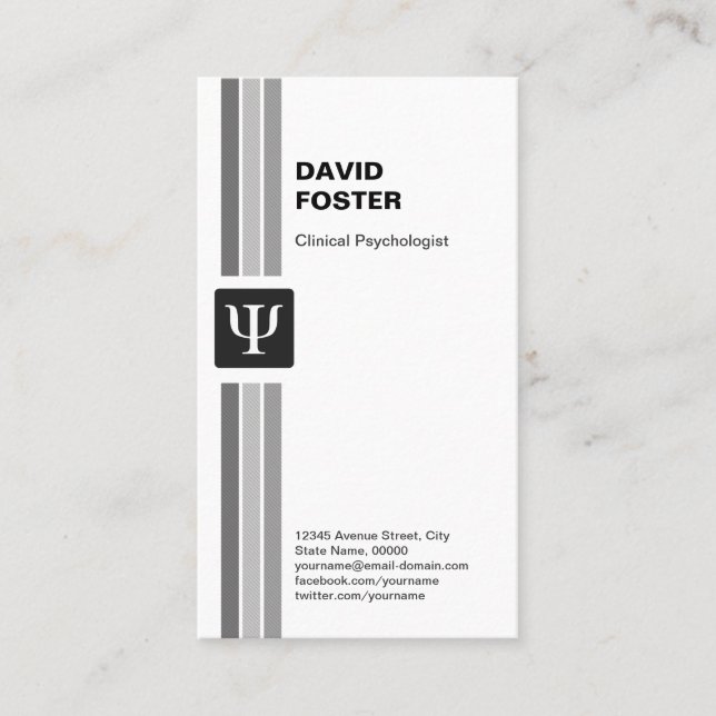 Clinical Psychologist - Psychology Psi Symbol Business Card (Front)