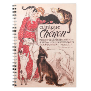 Clinique Cheron Vintage Dog Cat Steinlen Poster Notebook