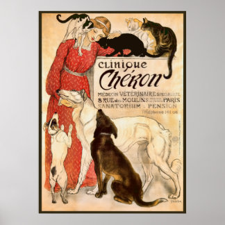 Clinique Cheron Vintage Veterinary Advertisement Poster