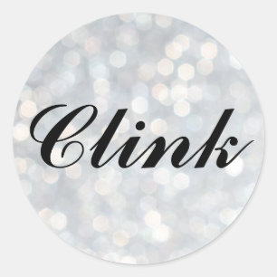 Clink on Silver Champagne Bubbles Sticker