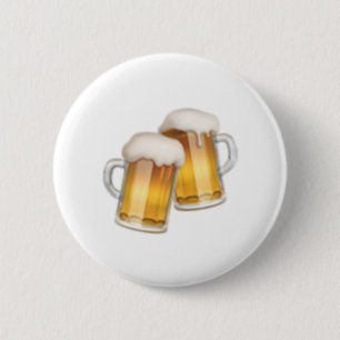 Clinking Beer Mugs - Emoji 6 Cm Round Badge