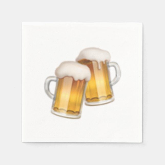 Clinking Beer Mugs - Emoji Napkin (Front)