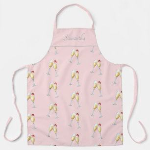 Clinking Champagne Glass and Strawberry Pink Apron