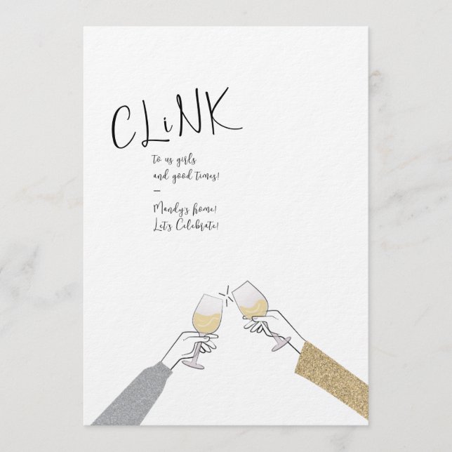 Clinking Glasses Girl's Party Invitation (Front)