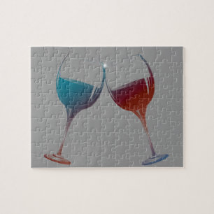 Clinking Sparkle Wine Glasses Art Jigsaw Puzzle