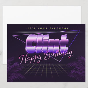 Clint Name Vorname lila retro Karte Geburtstag Card