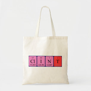 Clint periodic table name tote bag