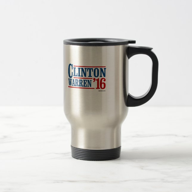 Clinton and Warren in 2016 - Running Mates Travel Mug (Right)