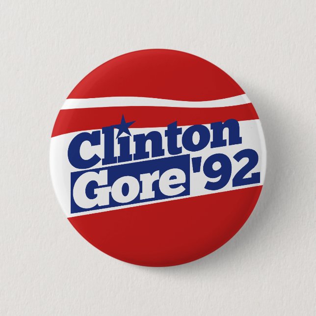 Clinton Gore 92 6 Cm Round Badge (Front)