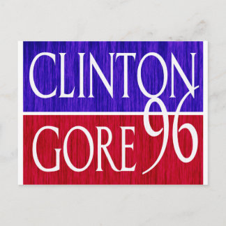 Clinton Gore 96 Distressed Design Postcard