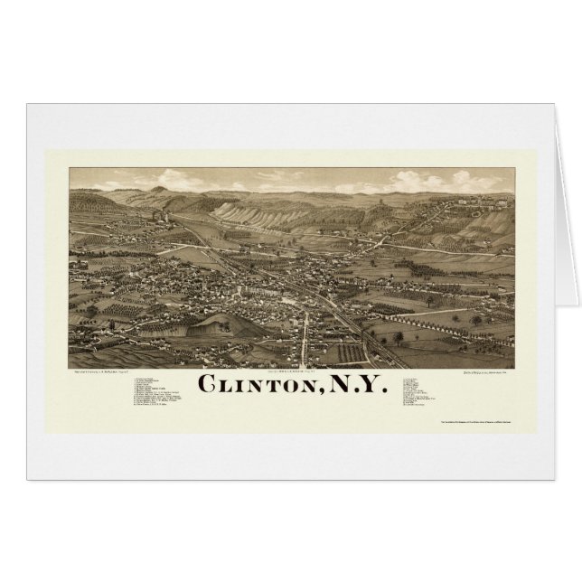 Clinton, NY Panoramic Map - 1885 (Front Horizontal)