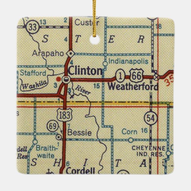 Clinton Oklahoma Ceramic Ornament (Back)