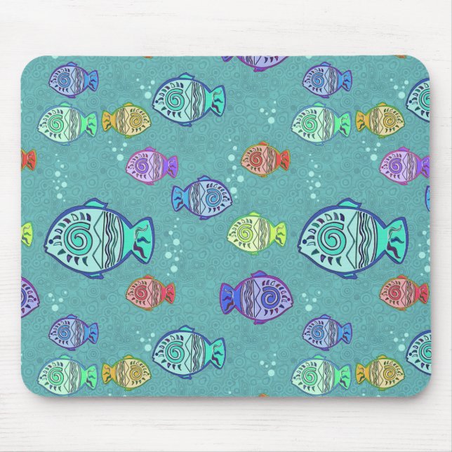 Clip Art Fish Pattern + your ideas Mouse Mat (Front)